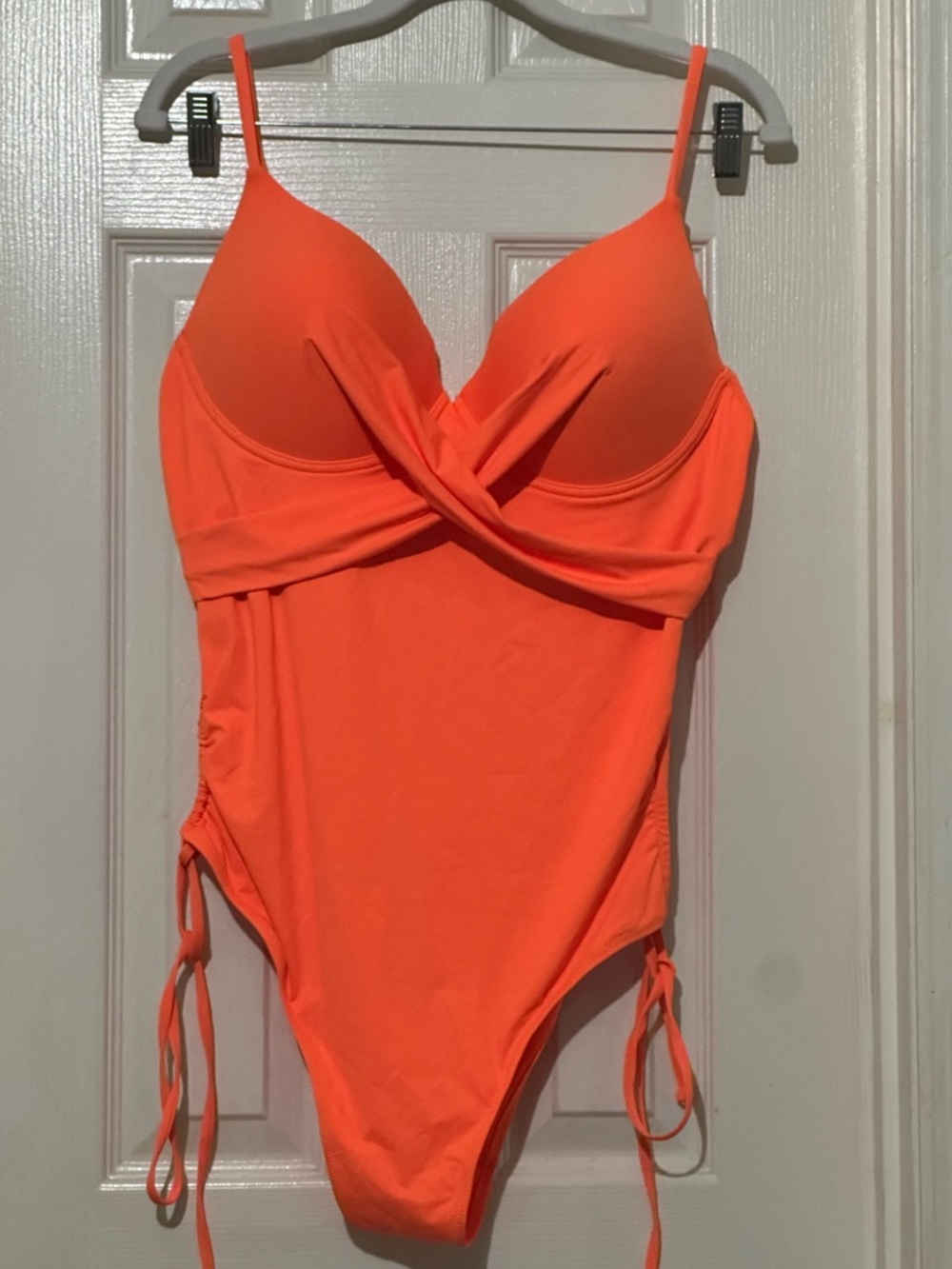 Fashion Nova Neon Orange Ruched One-Piece Swimsuit | Size 2X